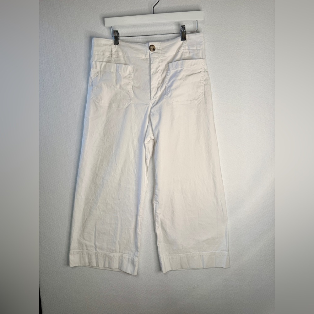 Anthropologie White Cropped Colette Pants